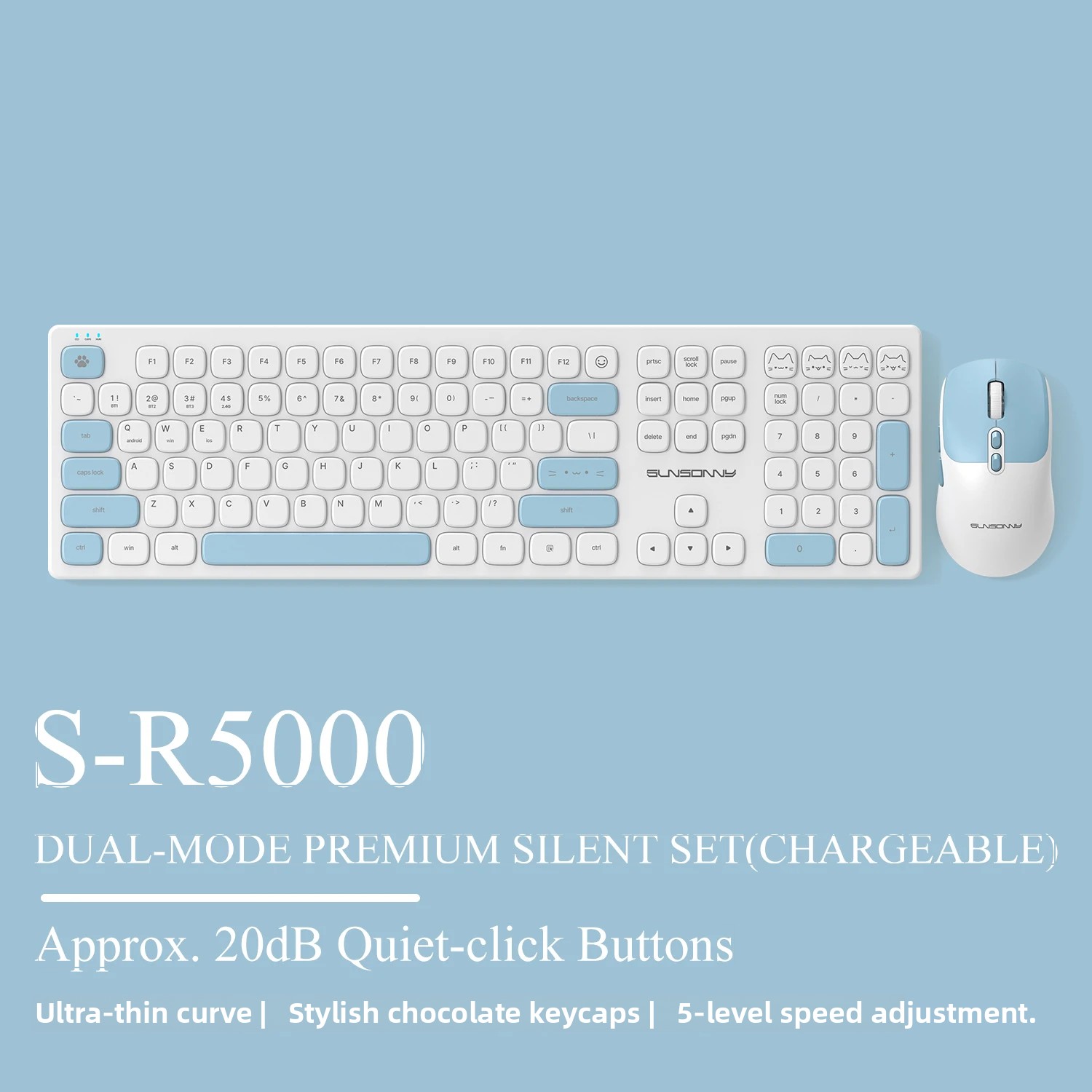 Gaming Keyboard Mouse Wireless - Cute Silent Keyboard and Mouse Set,