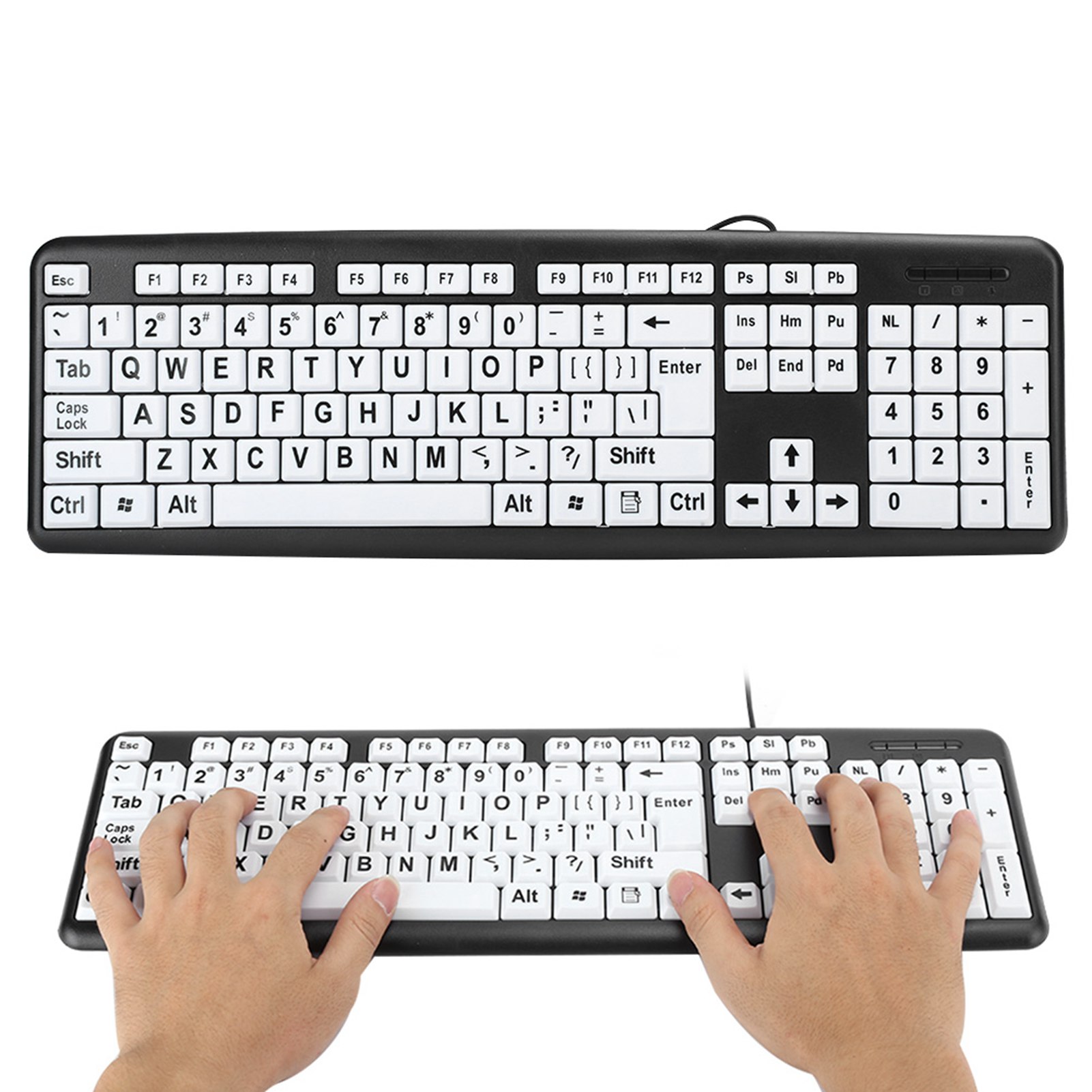 Gaming Keyboard Half - Black Low Vision Keyboard USB Wired