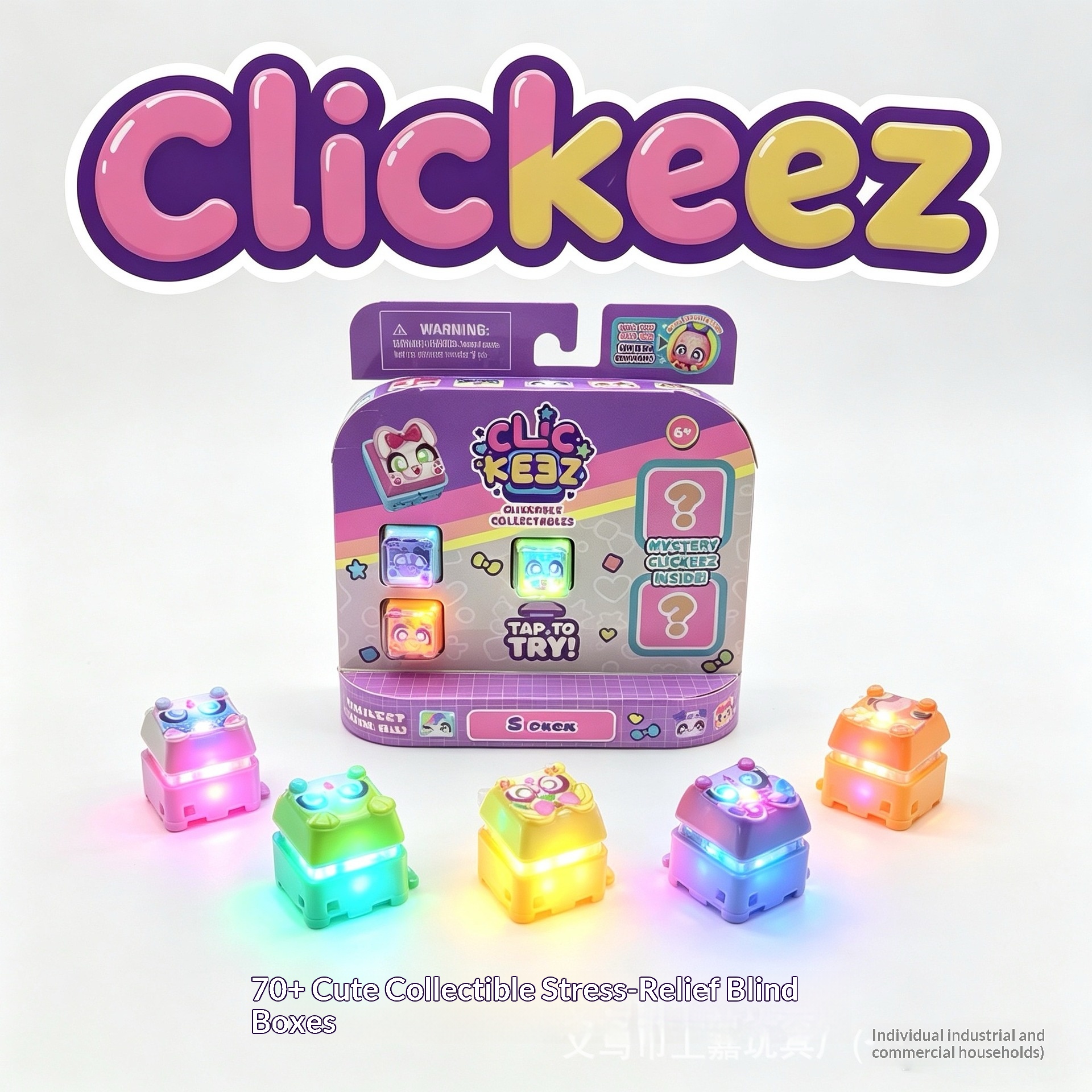 Gaming Keyboard Mechanical - Clickeez Fidget Keycap Keychain, Light Up