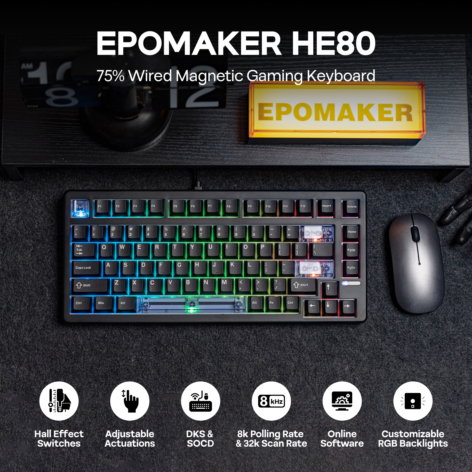 EPOMAKER HE80 75% US QWERTY La – обзор и цена Gaming Keyboard Expensive