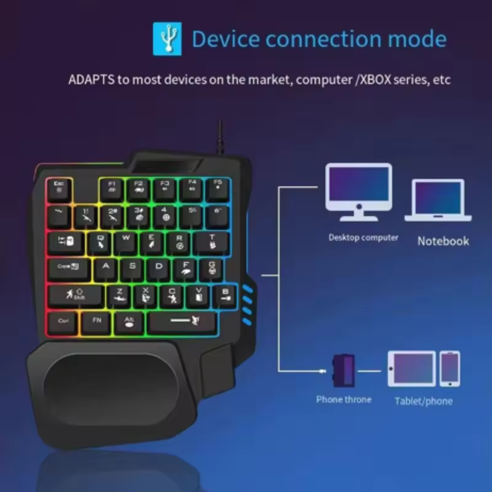 Single Hand RGB Gaming Keyboar – обзор и цена Gaming Keyboard Half