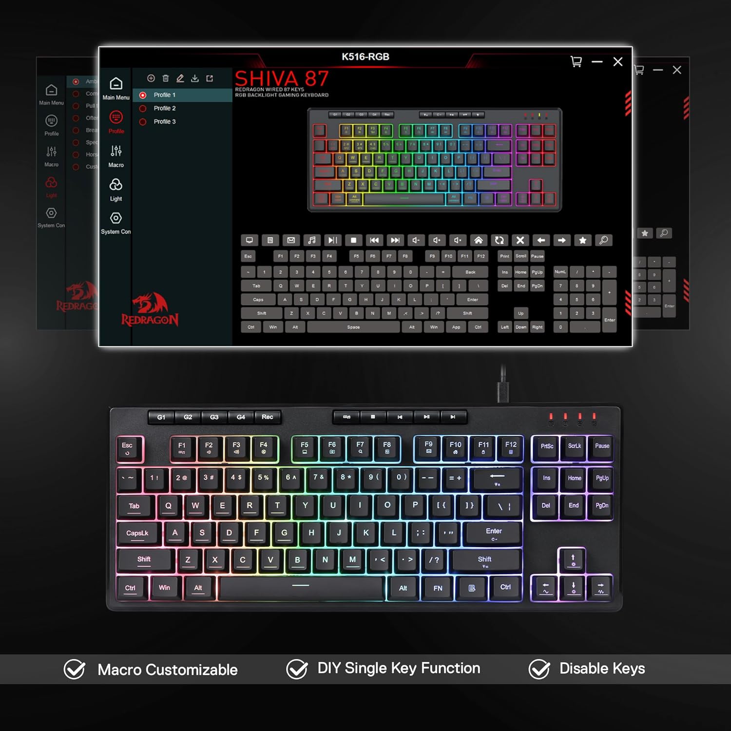 Redragon K516 Shiva TKL Wired  – обзор и цена Gaming Keyboard Tkl