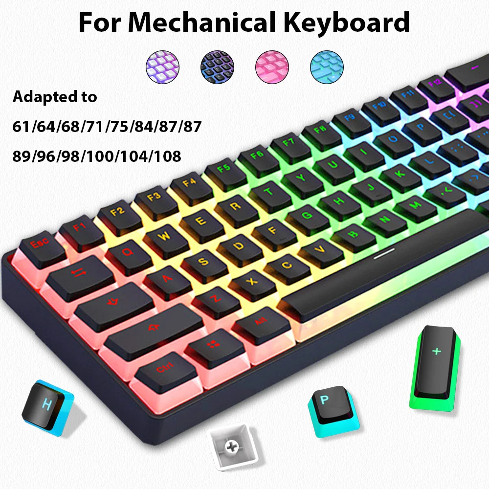 129 Keys Pudding Keycaps PBT D – обзор и цена Gaming Keyboard No Rgb