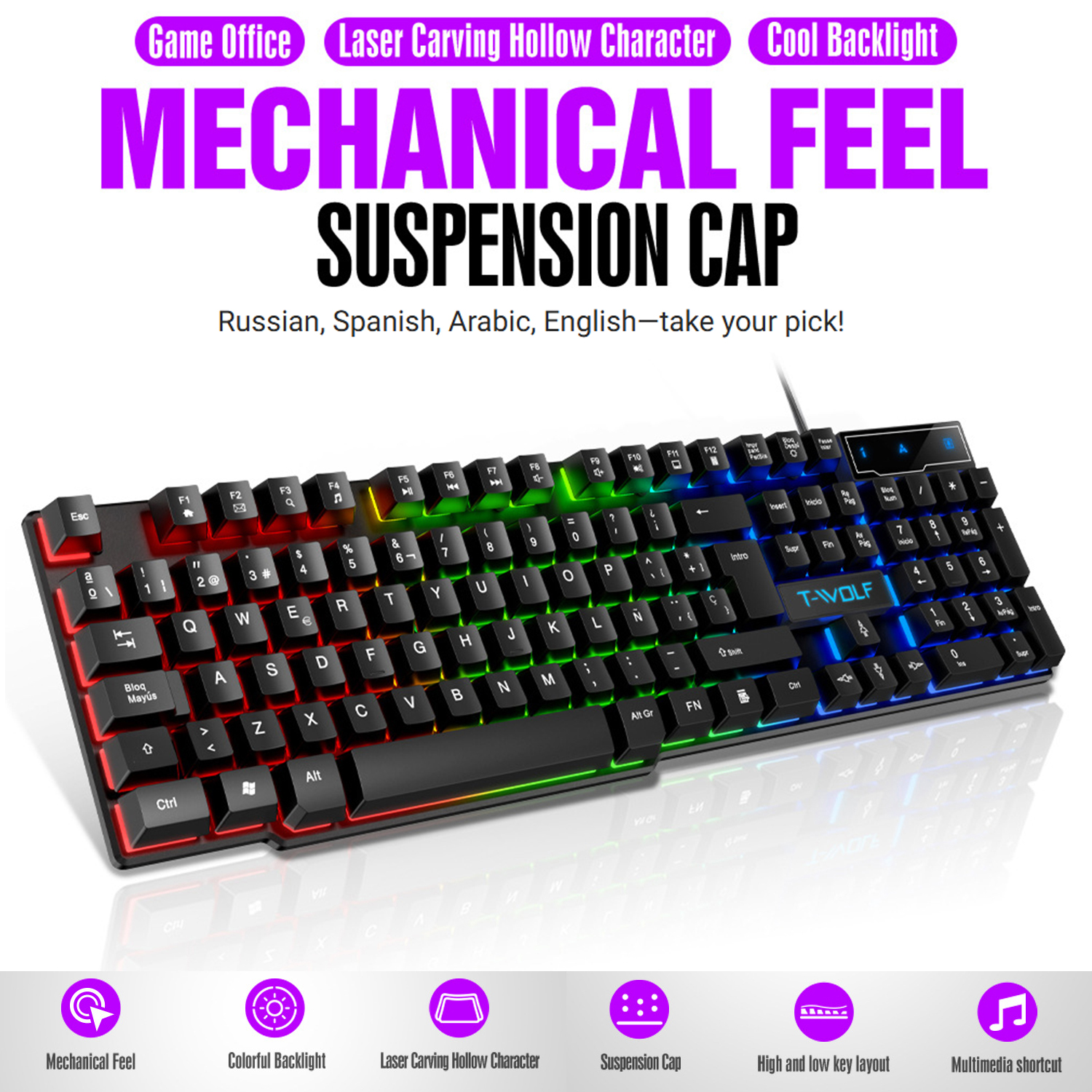 Mechanical feel Gaming Keyboar – обзор и цена Gaming Keyboard Half
