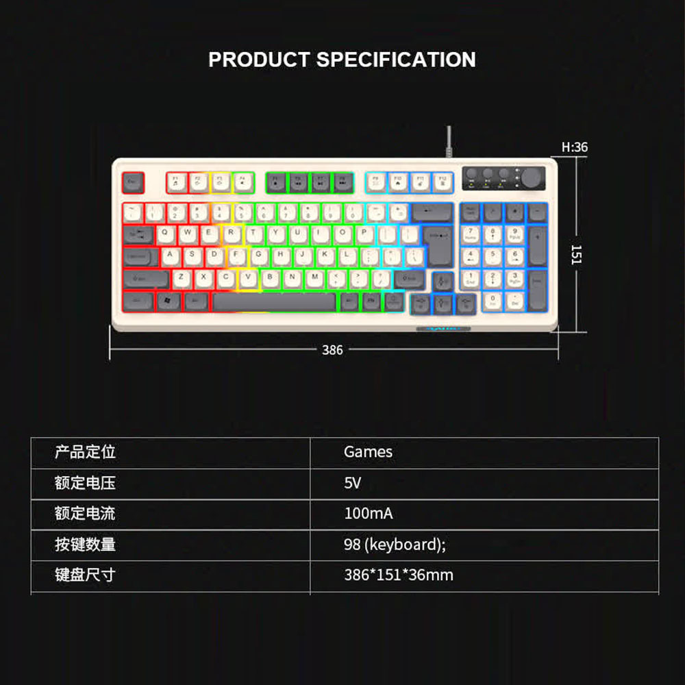 Backlight RAIKU K98 Keyboard R – обзор и цена Gaming Keyboard Half